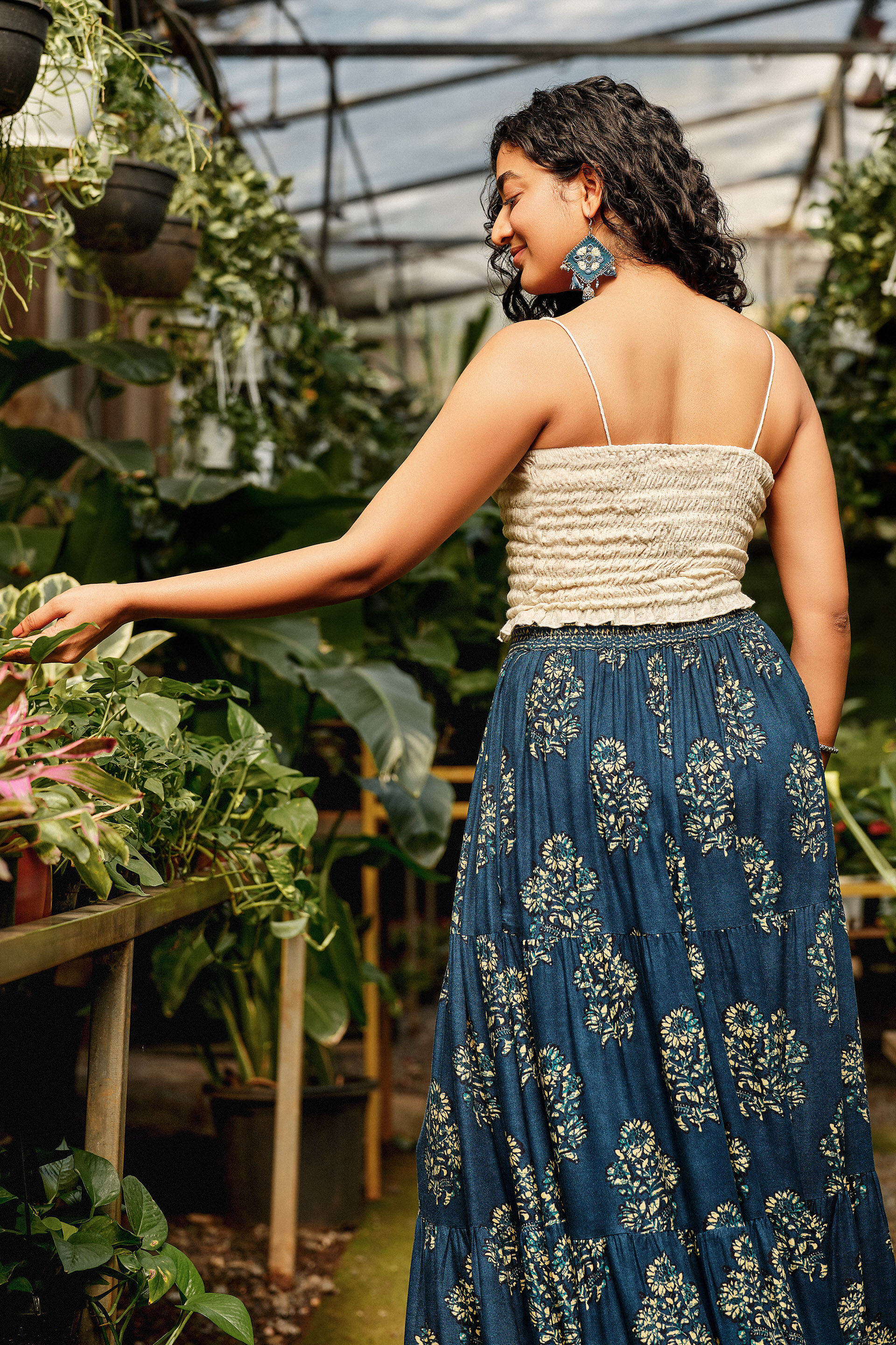 Off-White Cotton Smocked Top, Off White, image 5