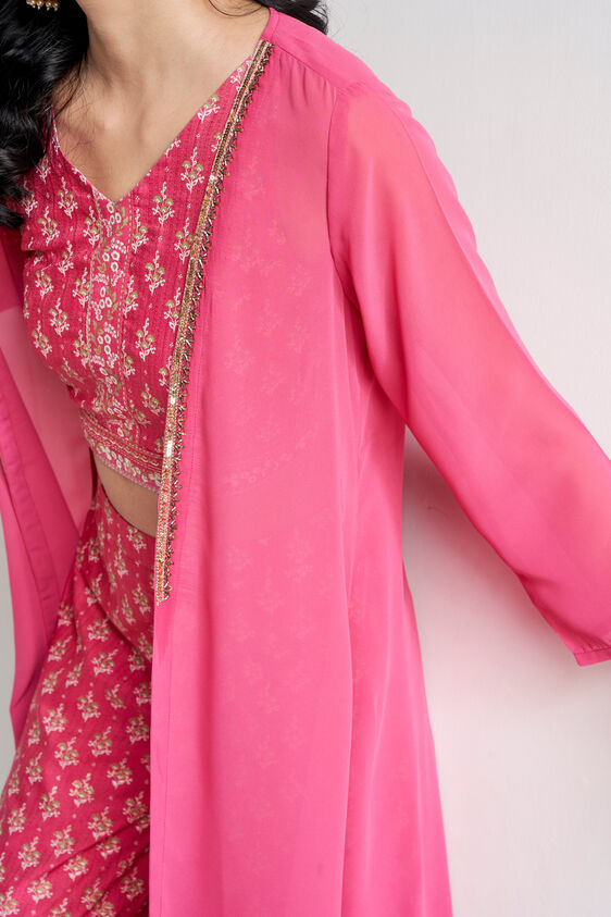 Pink Floral Embroidered Cropped Set, Pink, image 5