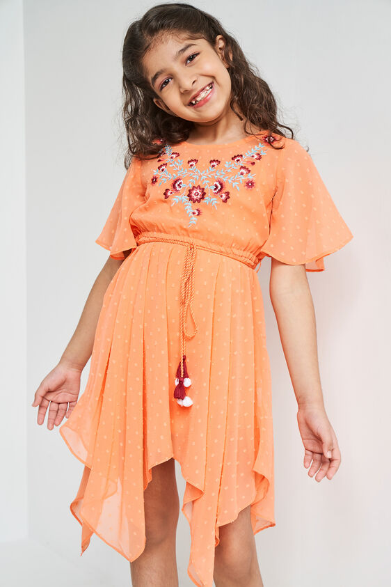 Coral Solid High-Low Dress, Coral, image 4