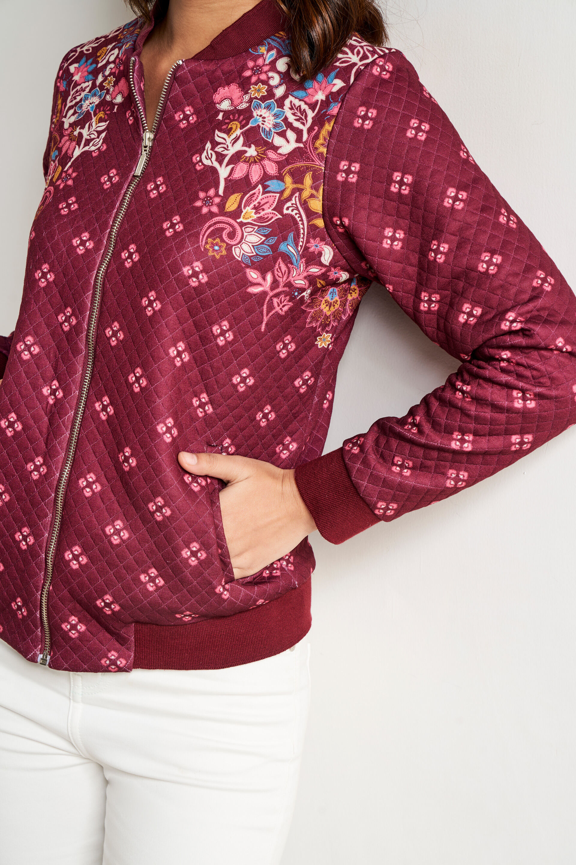 Maroon Floral Straight Jacket, Maroon, image 7