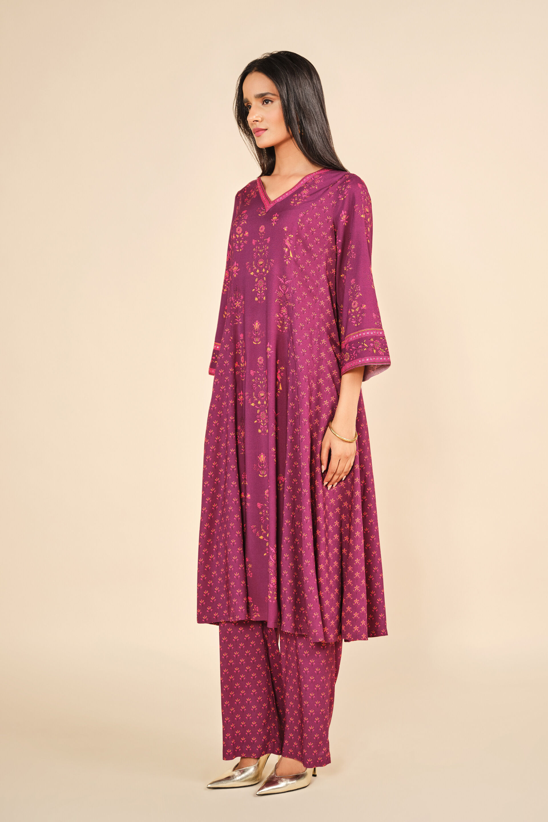 Aashiqana Kurta Set, Wine, image 2