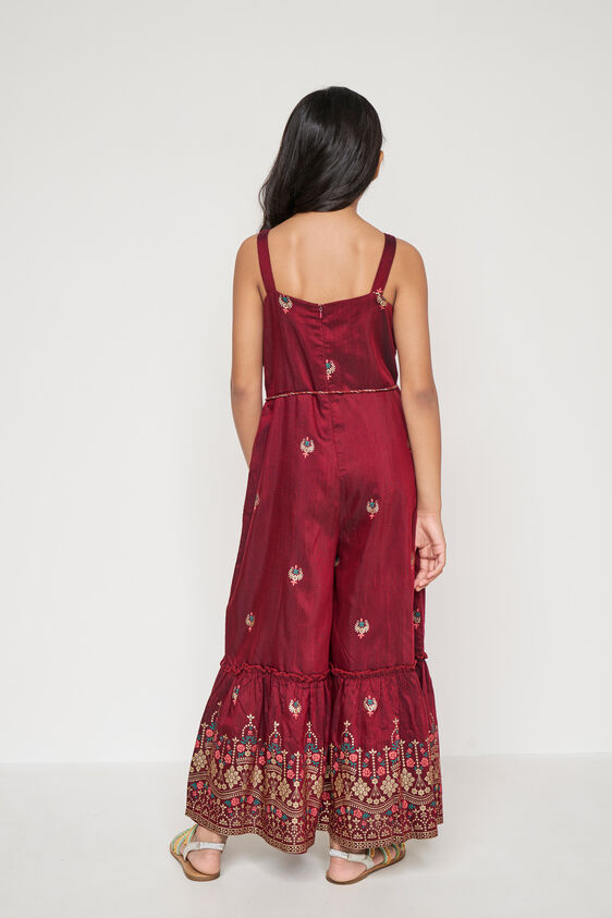 Indigo Ethnic Motifs Flared Jumpsuit, Maroon, image 5