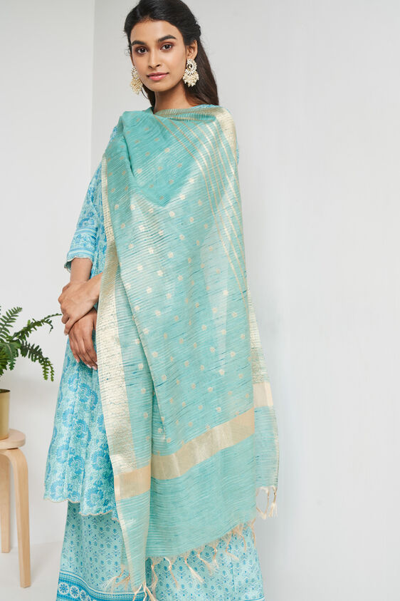 Aqua Floral Fit & Flare Suit, Aqua, image 1