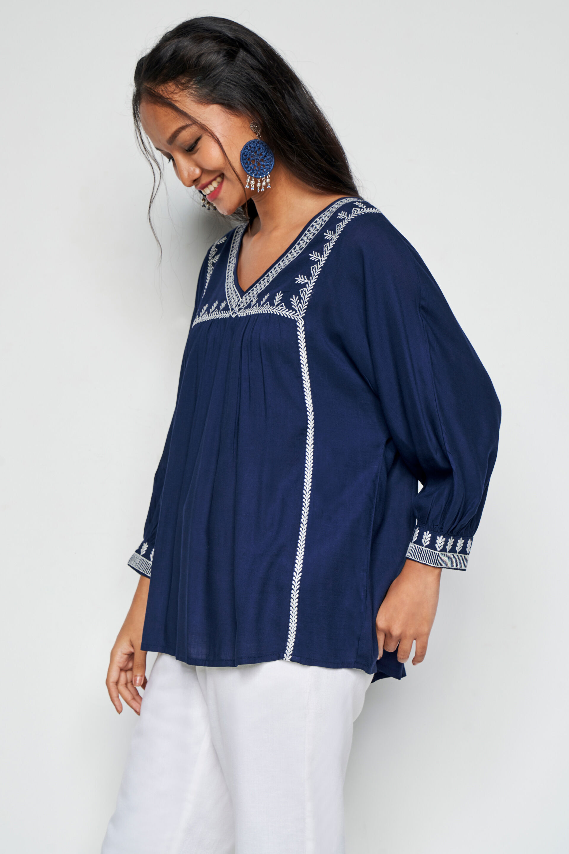 Twilight Waters Blouson Top, Blue, image 3