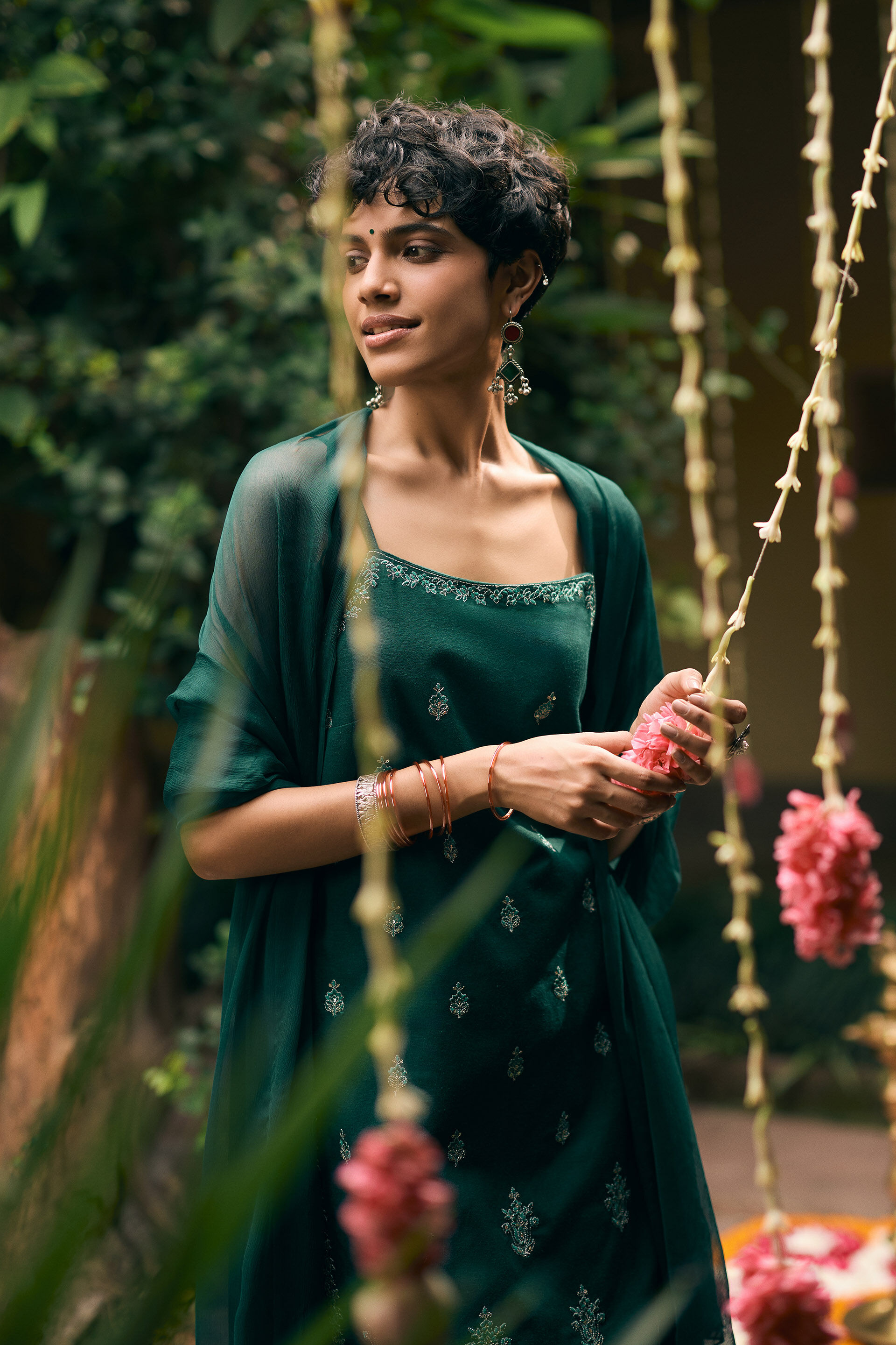 Mehendi Noor Kurta Set, Green, image 2