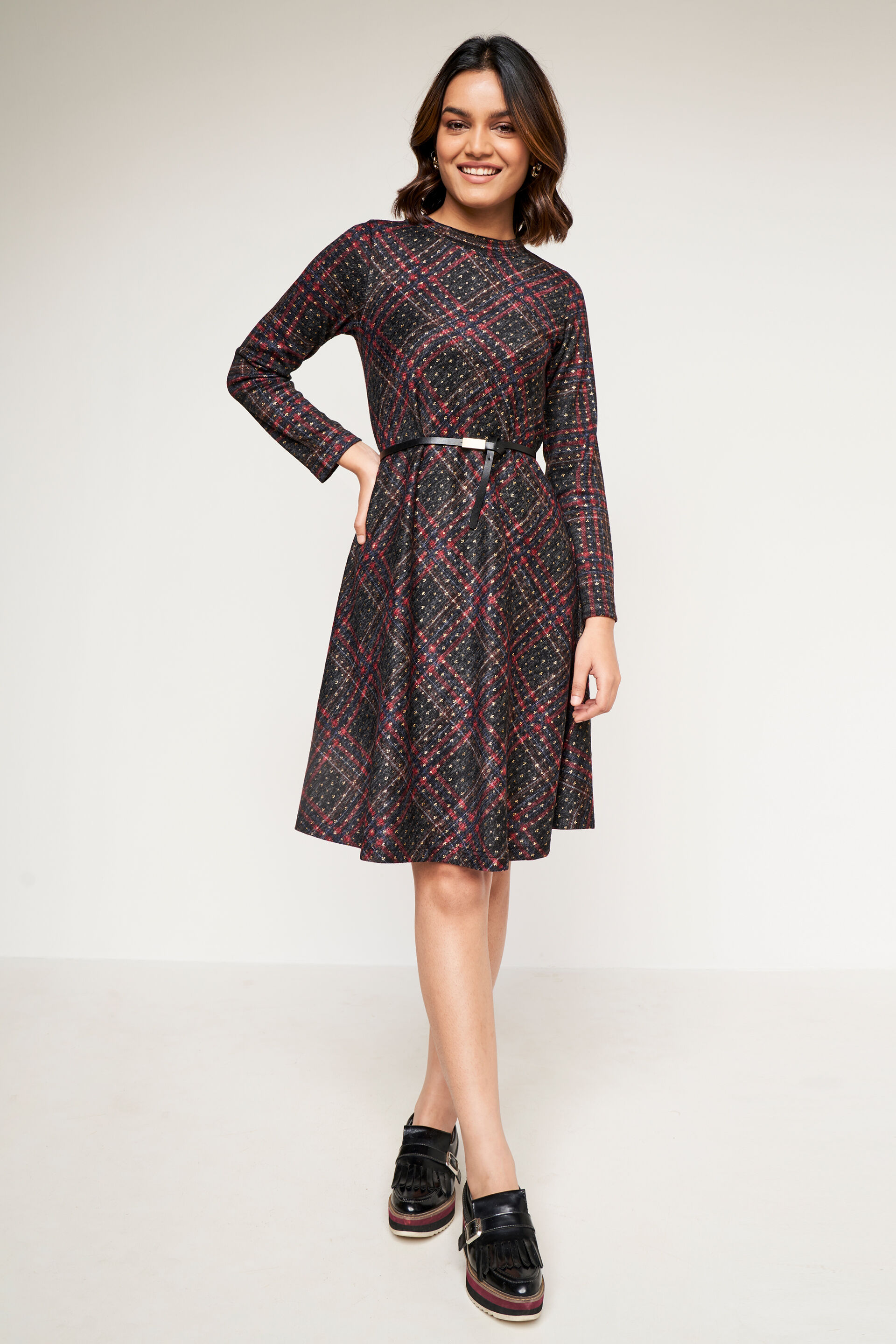 Grey Geometric Fit and Flare Tunic, Grey, image 4