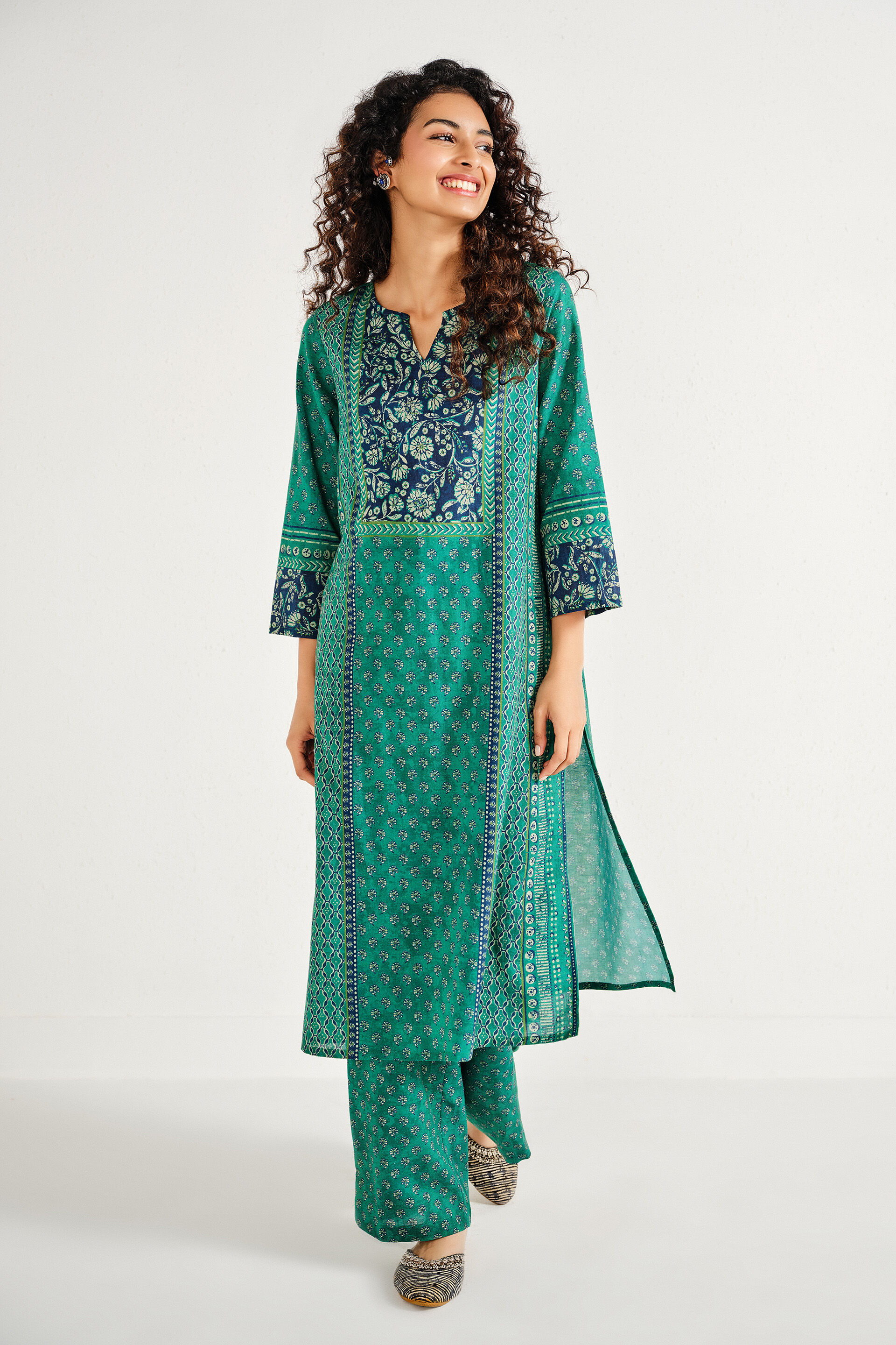 Vamika Teal Kurta Set, Teal, image 2
