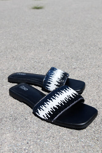 Black Slipon Flats, Black, image 1