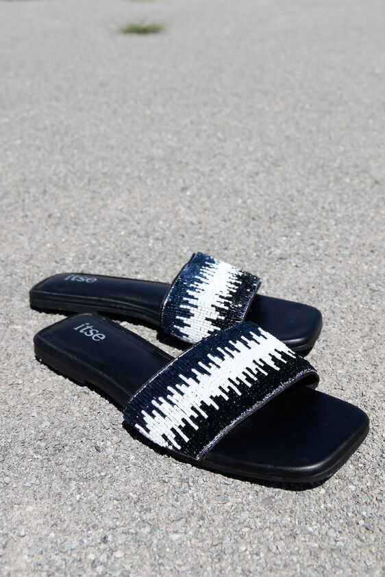 Black Slipon Flats, Black, image 1