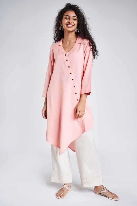 2 - Pink Solid Three-Quarter Sleeves Tunic, image 2