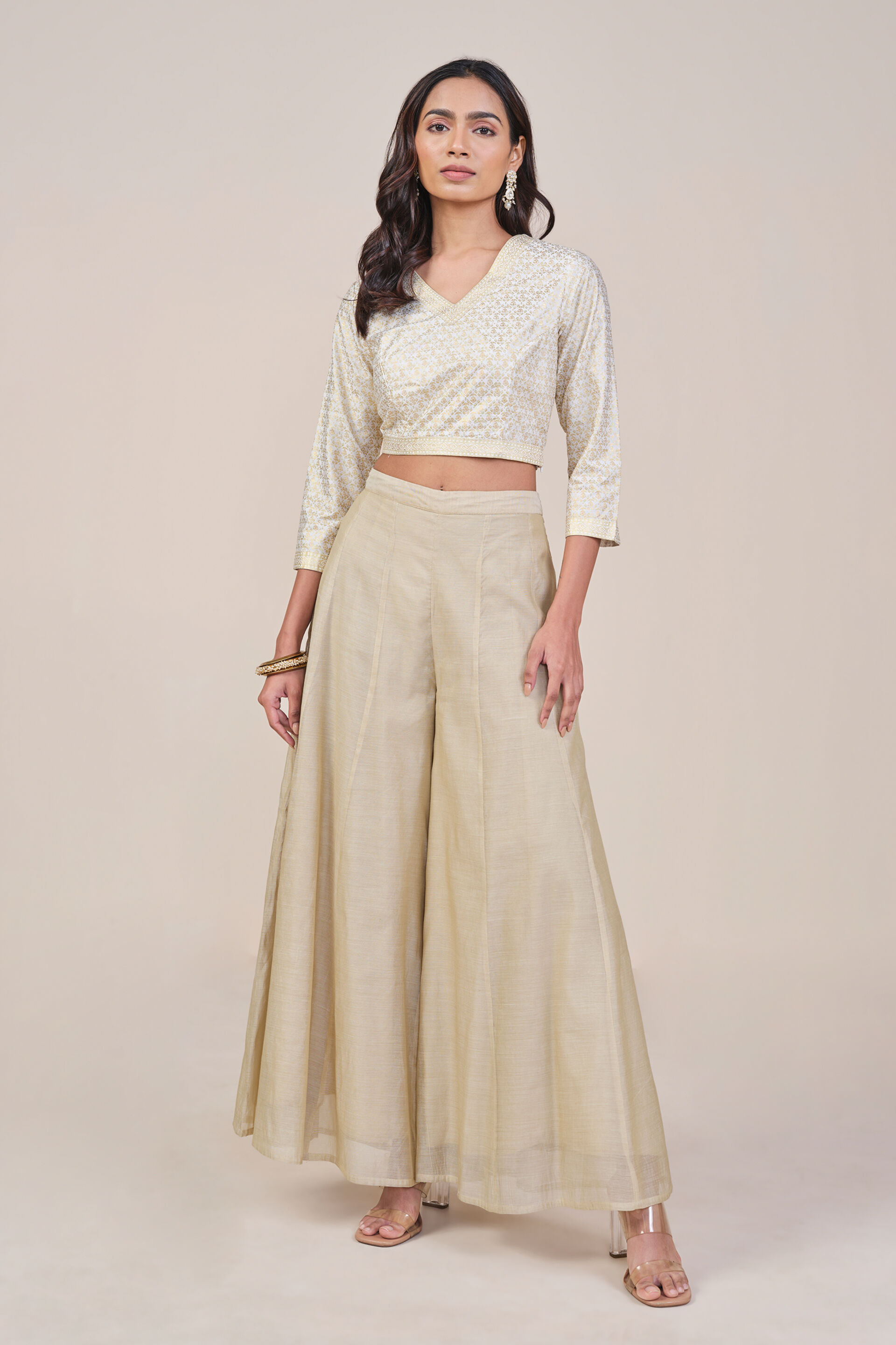 Foil Print Off White Crop Top, Off White, image 4