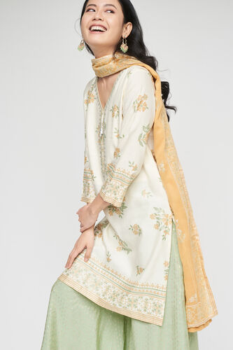 Off White Ethnic Motifs Straight Suit, Off White, image 1