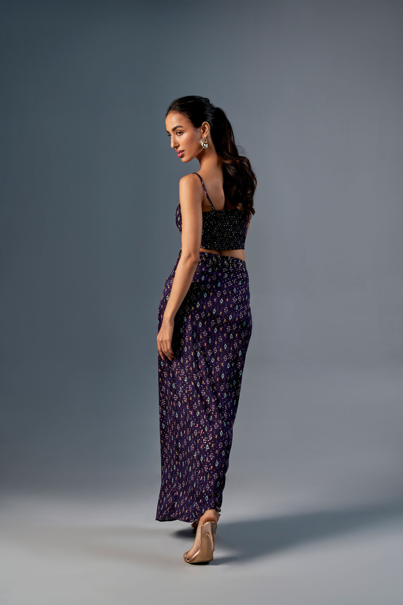 The Saree Skirt Set, Purple, image 4
