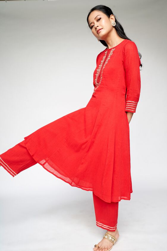 2 - Red Embroidered Wide-Leg Set, image 2