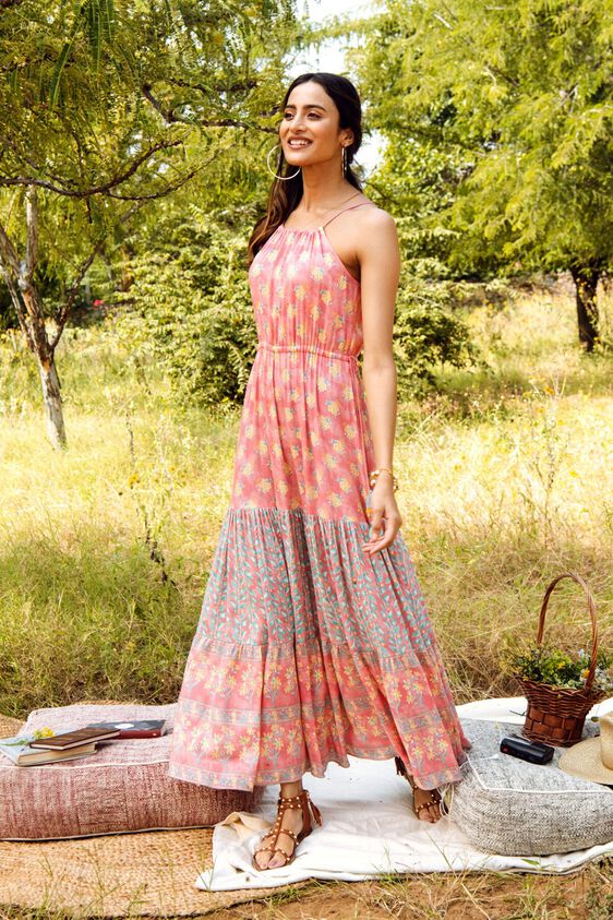 1 - Pink Floral Fit & Flare Gown, image 1