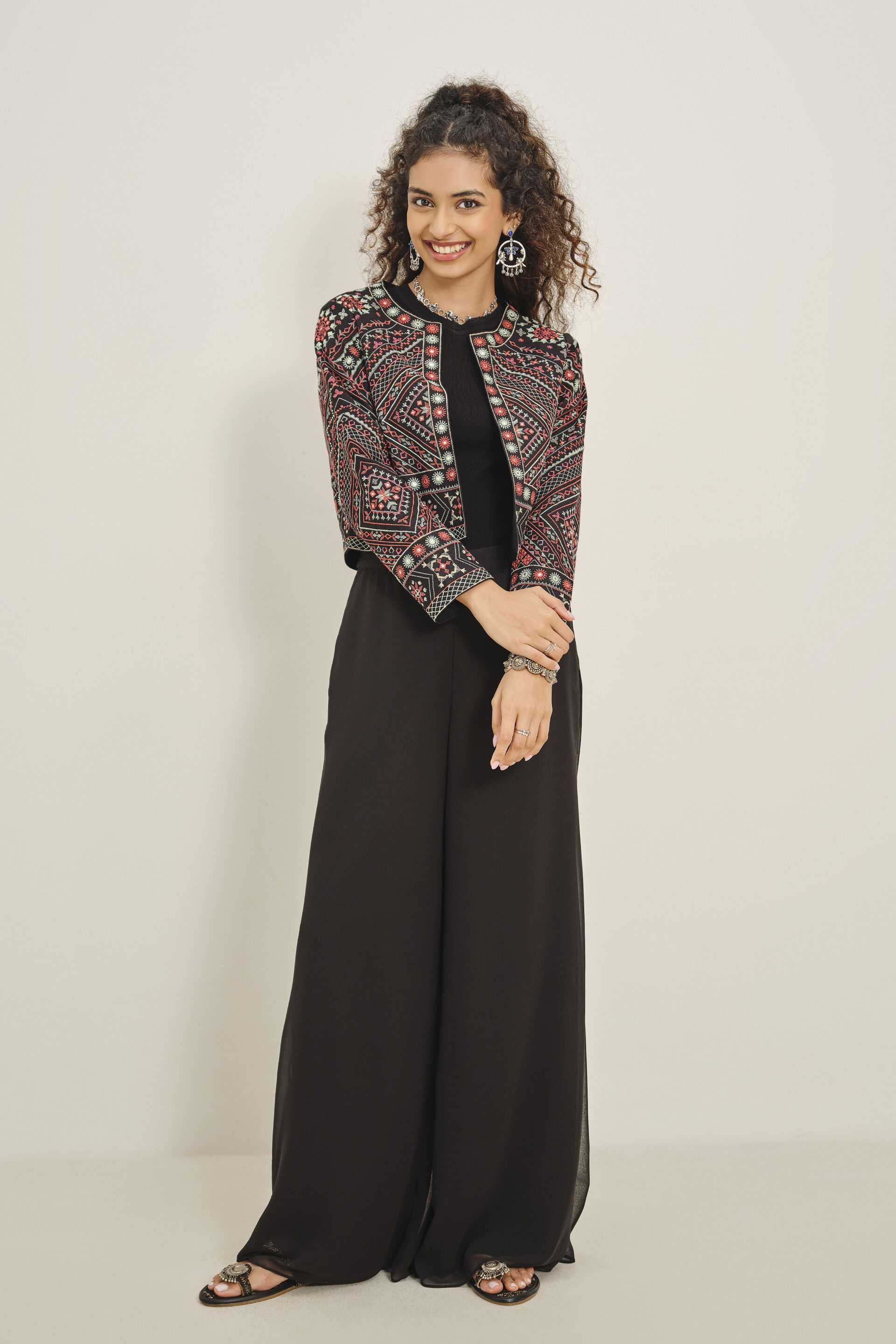 Embroidered Black Jacket, Black, image 2