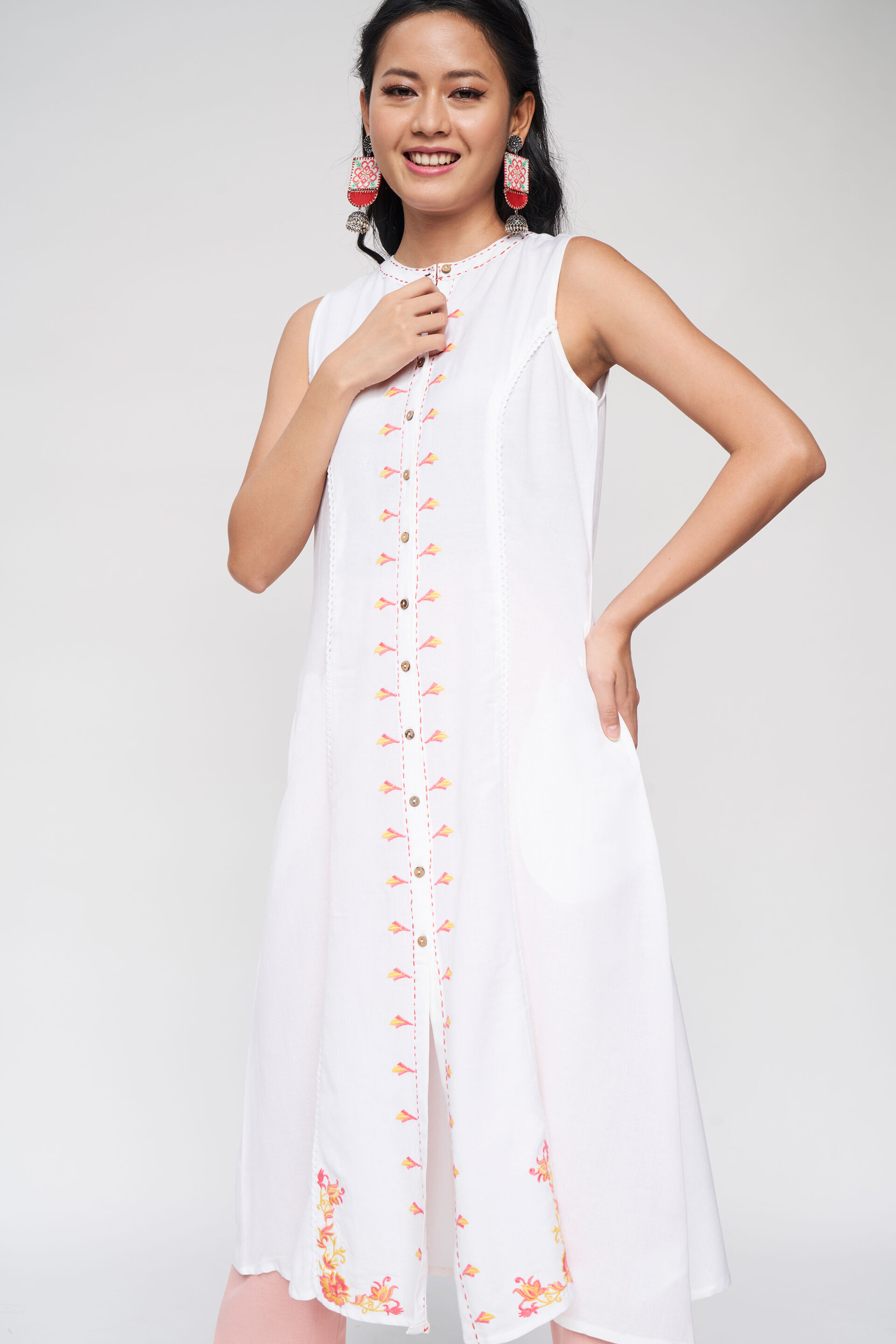 Global desi top white kurti