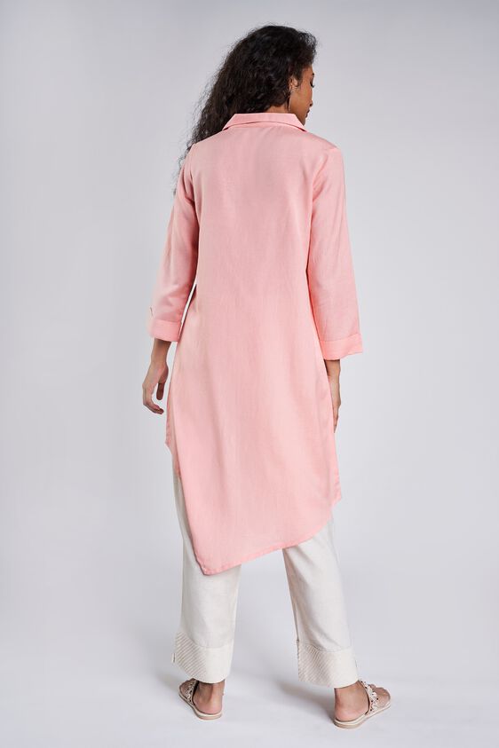 3 - Pink Solid Three-Quarter Sleeves Tunic, image 3