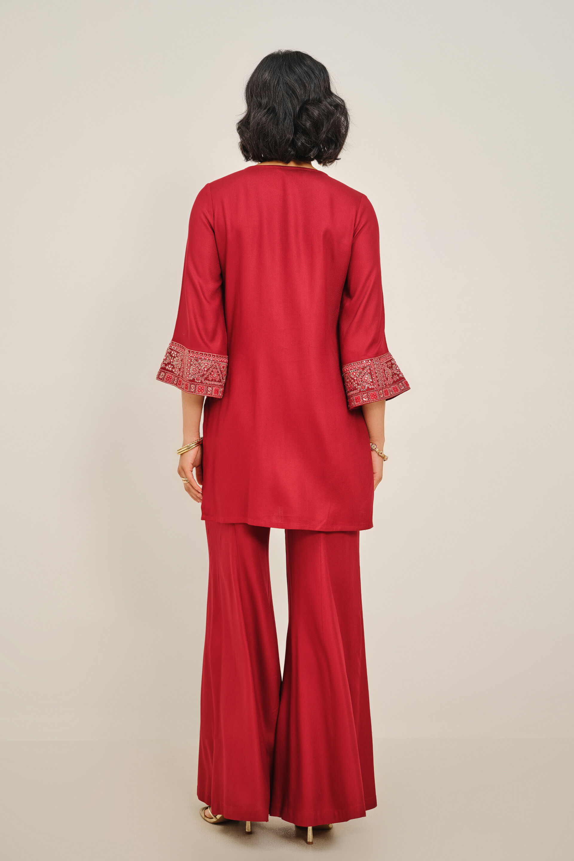 Maroon Shamiyana Embroidered Kurta Set, Maroon, image 5