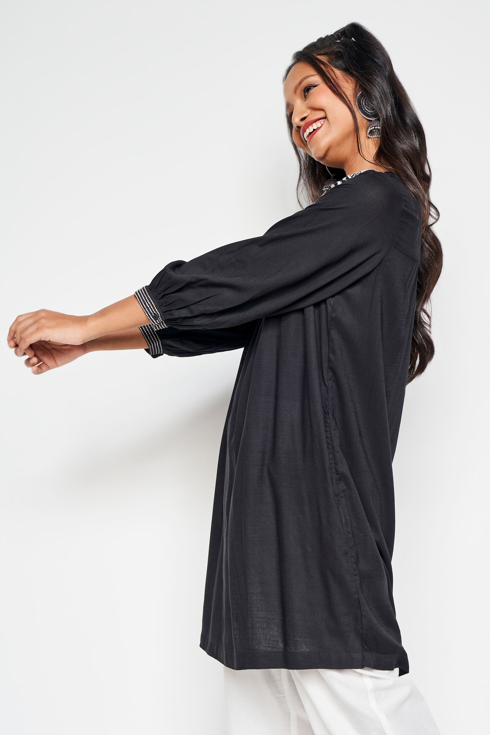 Nadia embroidered tunic, Black, image 5