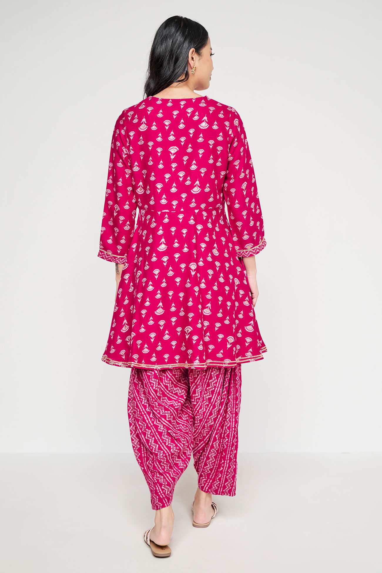 Pink Ethnic Motifs Flared Suit, Pink, image 5