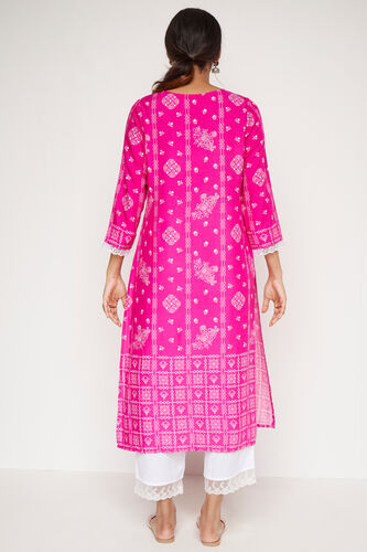 Pink Geometric Straight Kurta, Pink, image 5