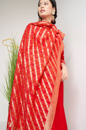 Red Ethnic Motifs Straight Suit, Red, image 2