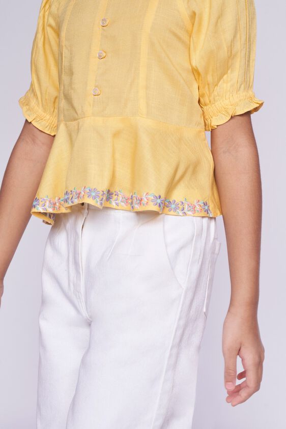 4 - Yellow Embroidered Solid Top, image 4