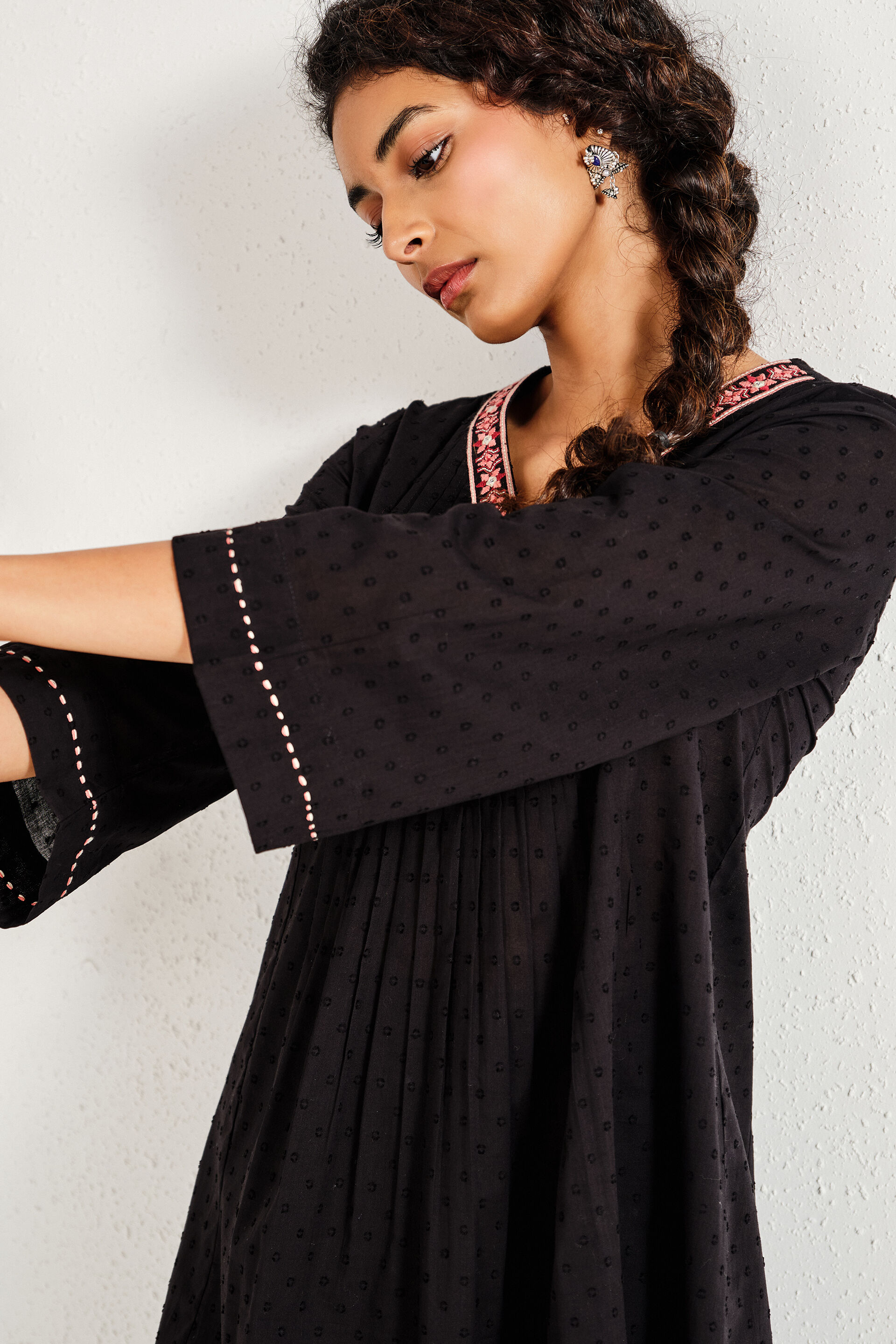 Black Bandish Cotton Kurta, Black, image 5