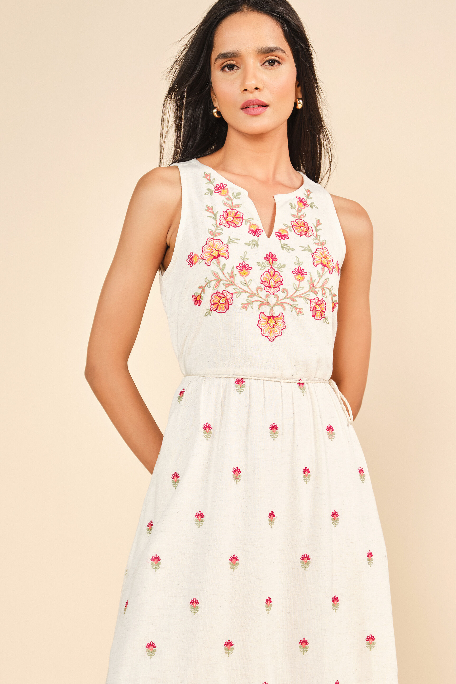chinese dress ladies Buy global desi Women's Cotton a-line Maxi Dress (SS20GH108MXCD_Off  White_XXXXL) at Amazon.in