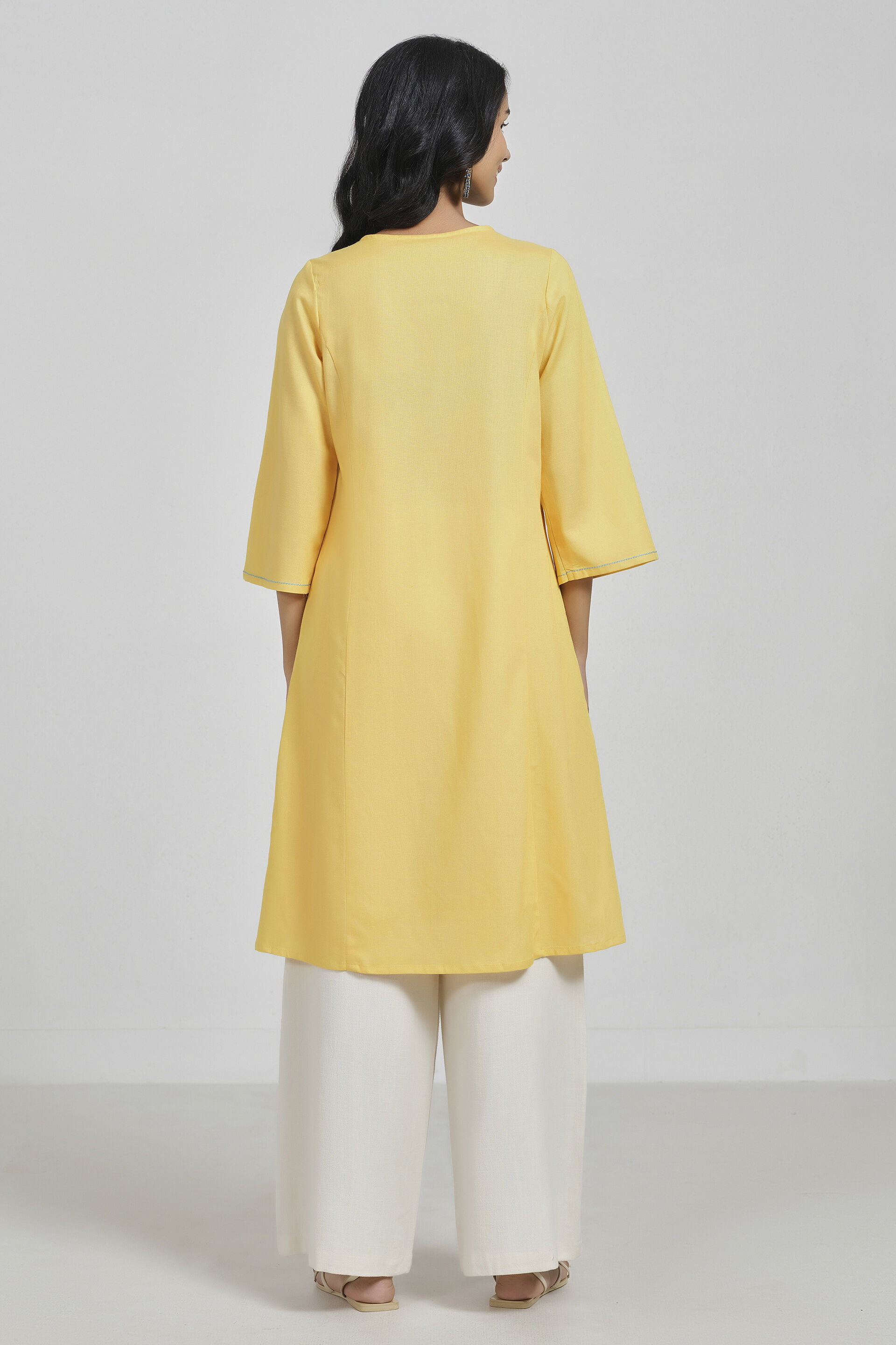 Sunlit Meadow Mustard Kurta, Yellow, image 5