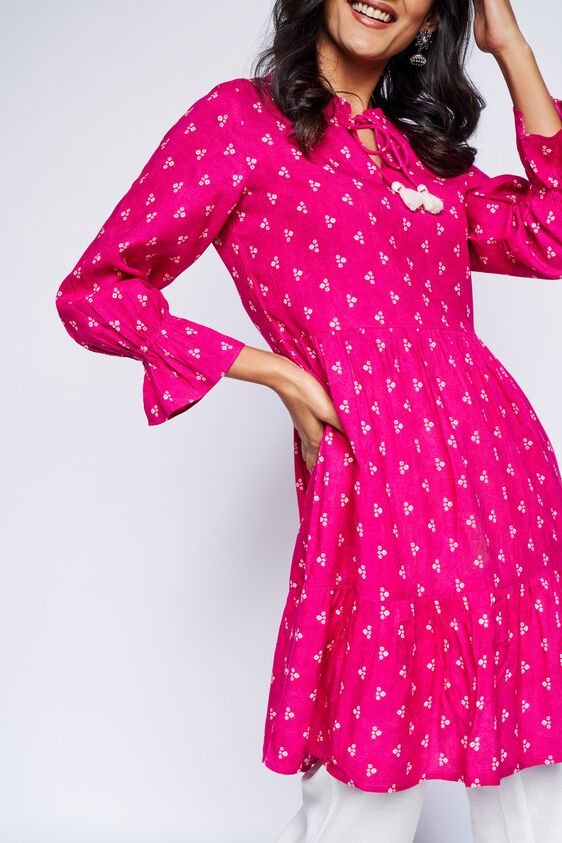 8 - Dark Pink Ethnic Motifs Fit & Flare Dress, image 8
