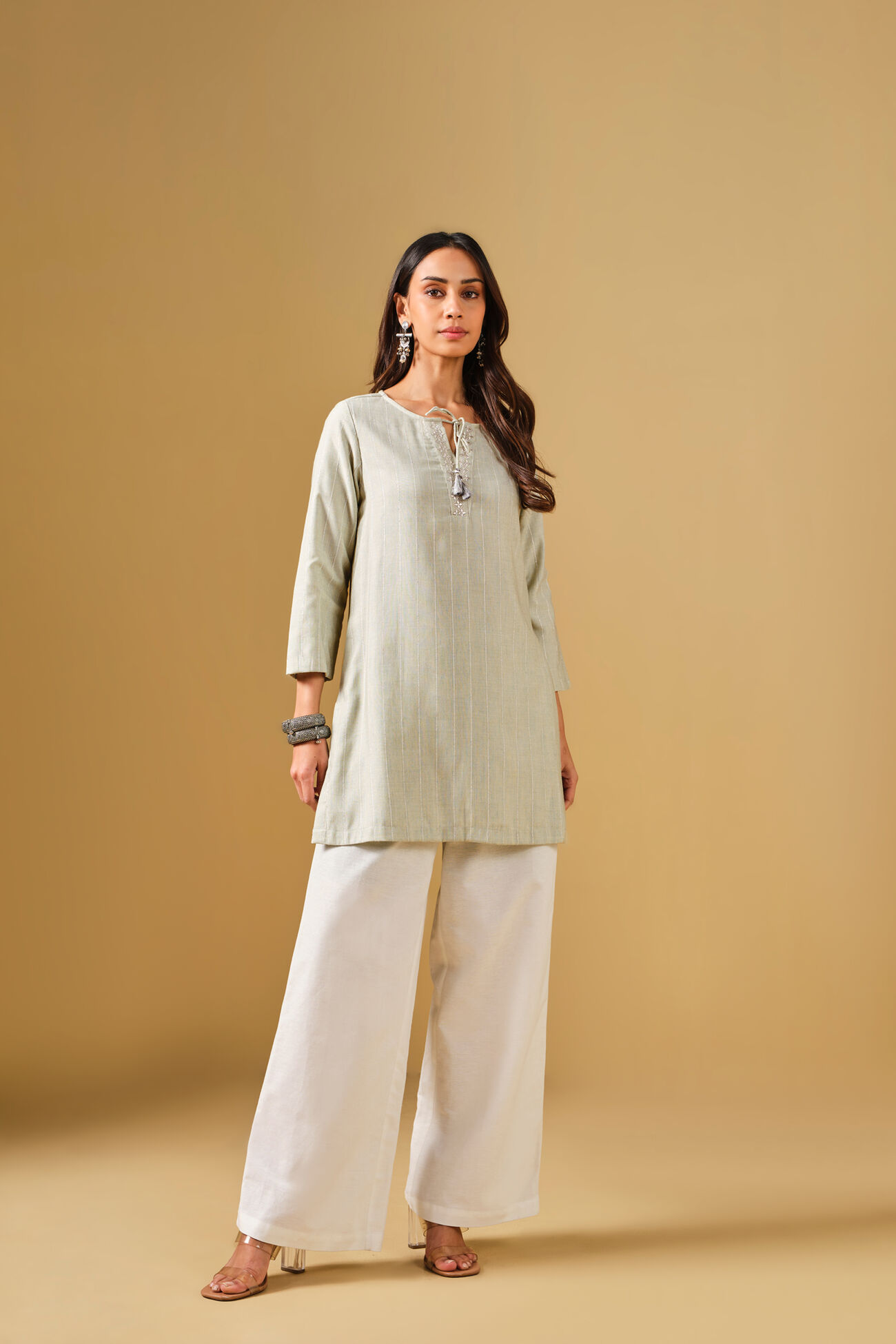 Embroidered Mint Green Tunic, Mint, image 1