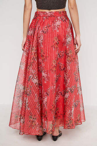 Pink Floral Flared Skirt, Pink, image 4