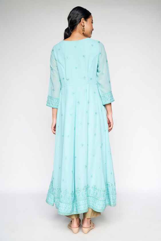 5 - Powder Blue Embroidered Fit and Flare Gown, image 5