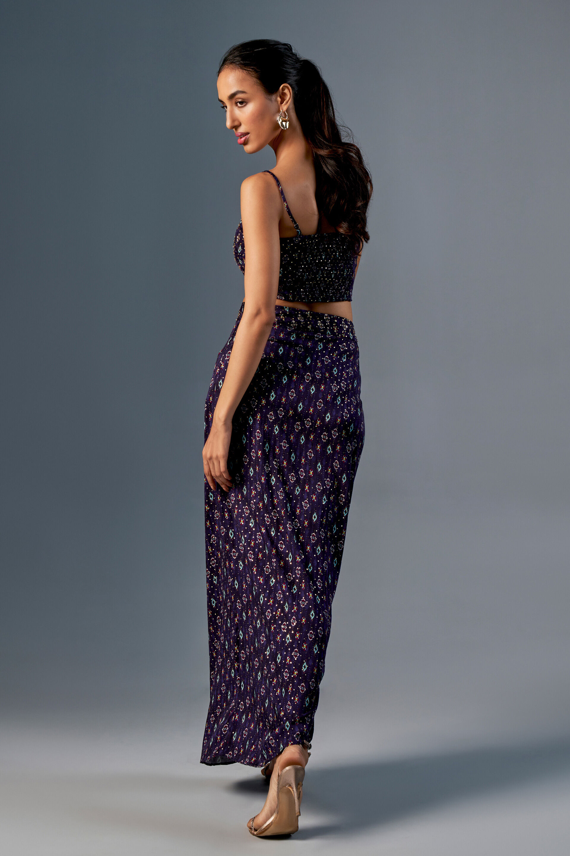 The Saree Skirt Set, Purple, image 4