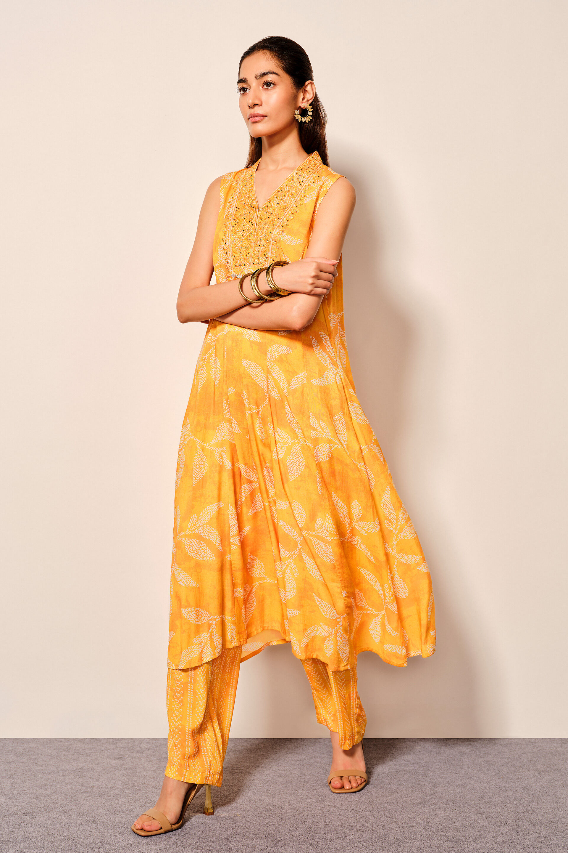 Mustard Viscose Kurta Set, Mustard, image 5