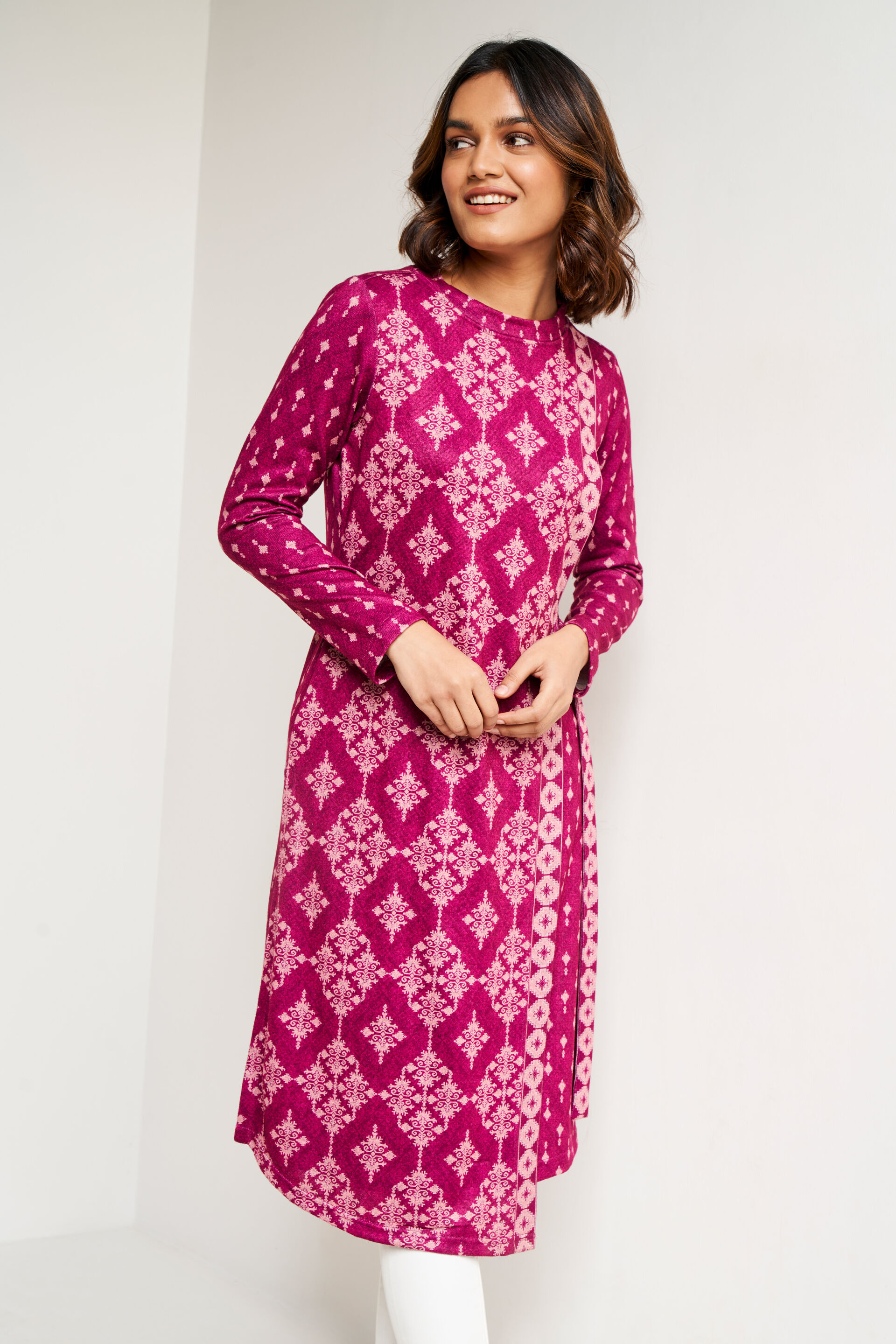 Wine Geometric Straight Kurta, Wine, image 2