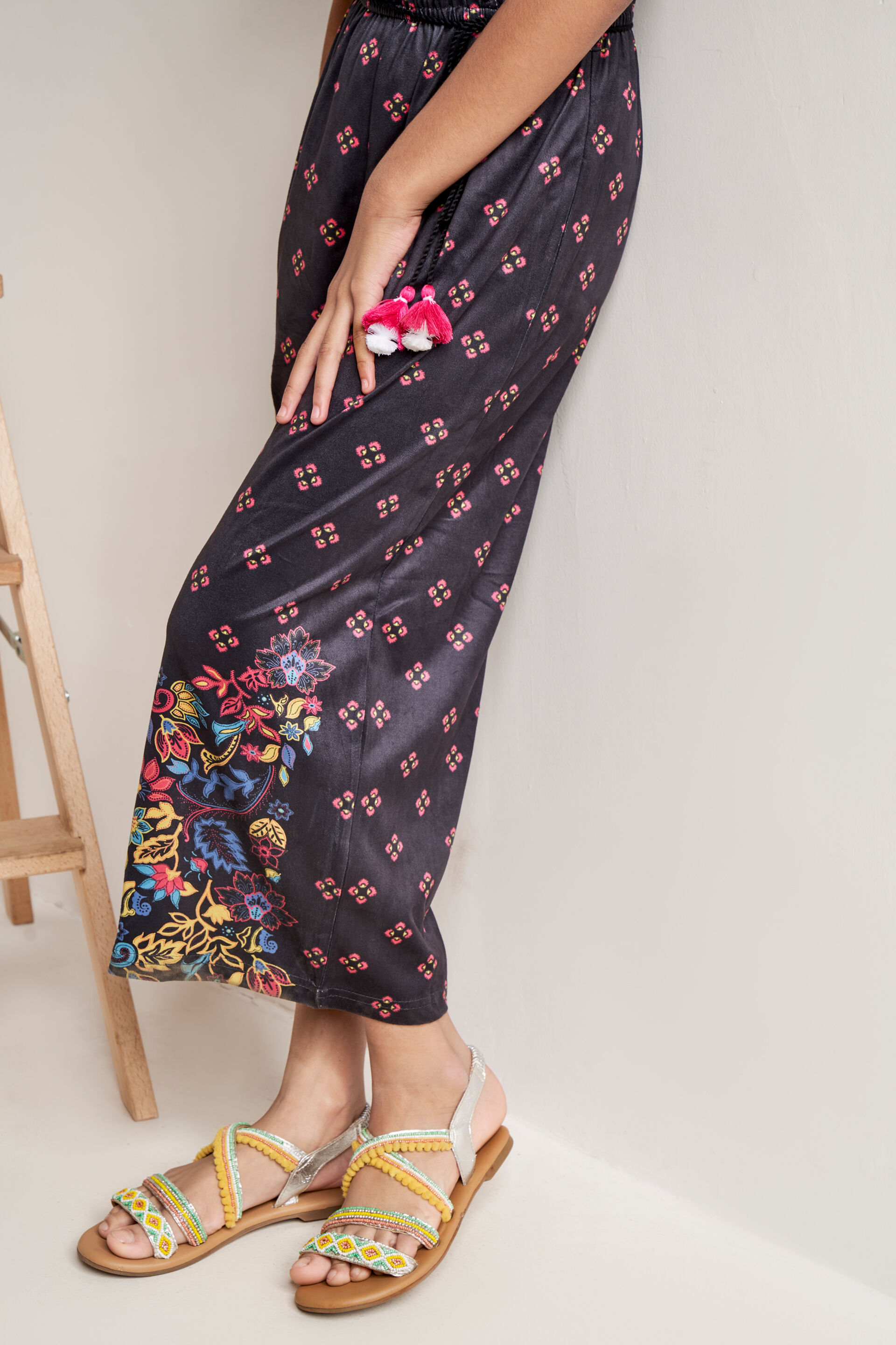 Black Geometric Tie Ups Jumpsuit, Black, image 7