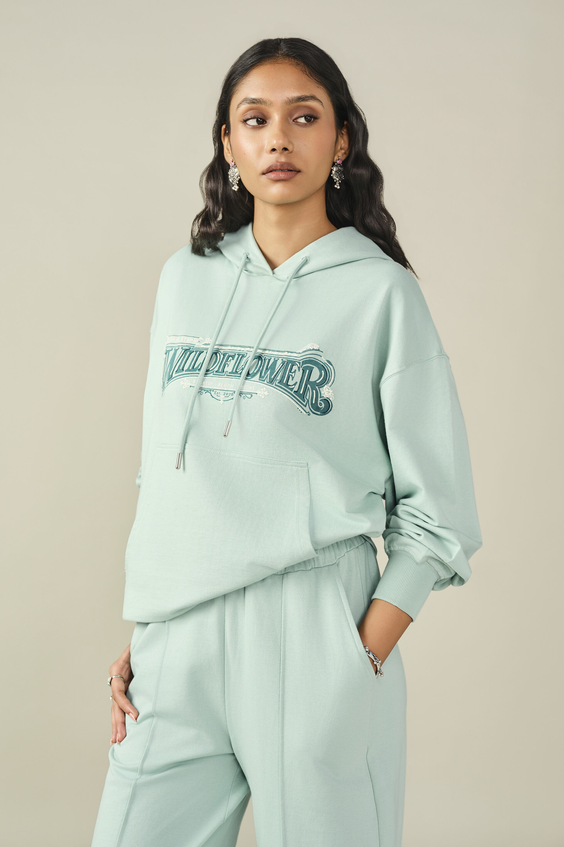 Solid Hoodie in Teal