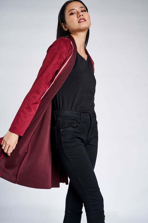 7 - Maroon Fringed Sheath Longline Shrug, image 7