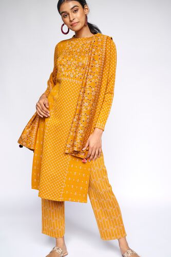 3 - Mustard Floral Straight Suit, image 3