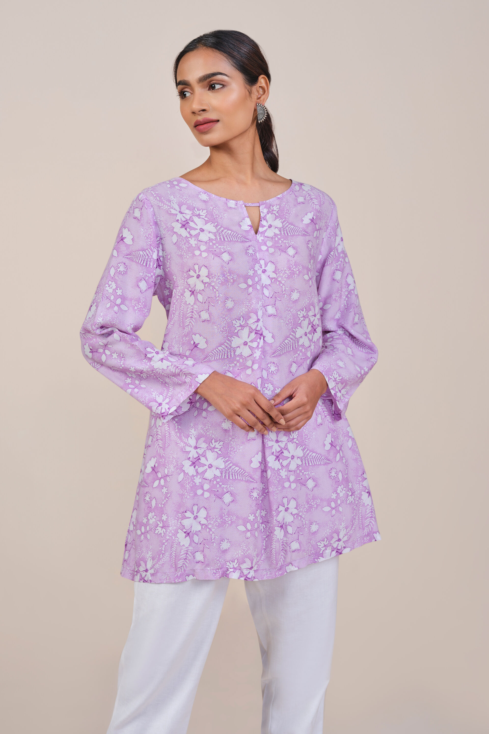 Lilac Floral Top, Lilac, image 3