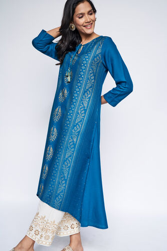 Teal Khadi Kurta, , image 3