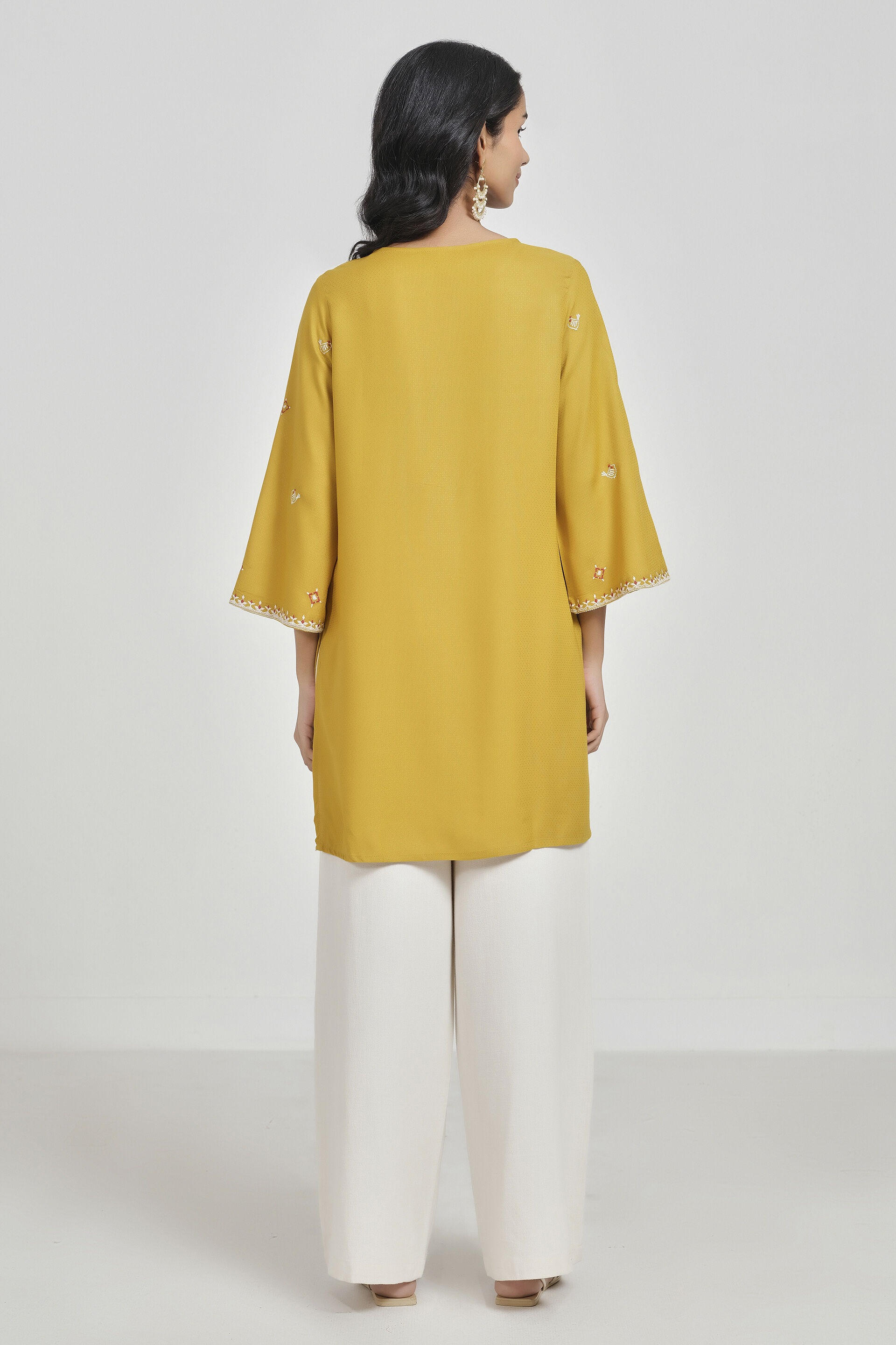Mustard Embroidered Tunic, Mustard, image 5