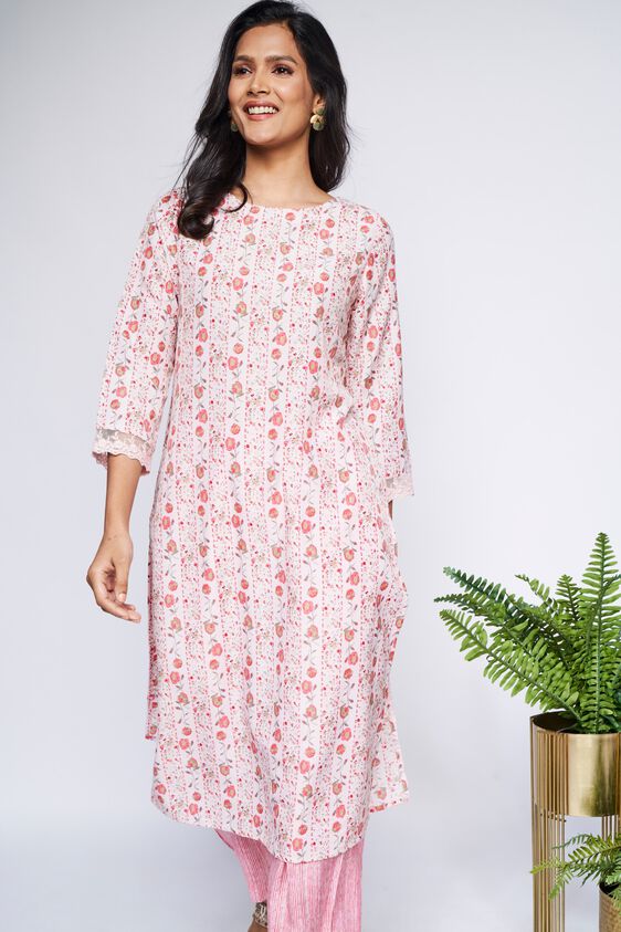 1 - Light Pink Floral Straight Suit Set, image 1