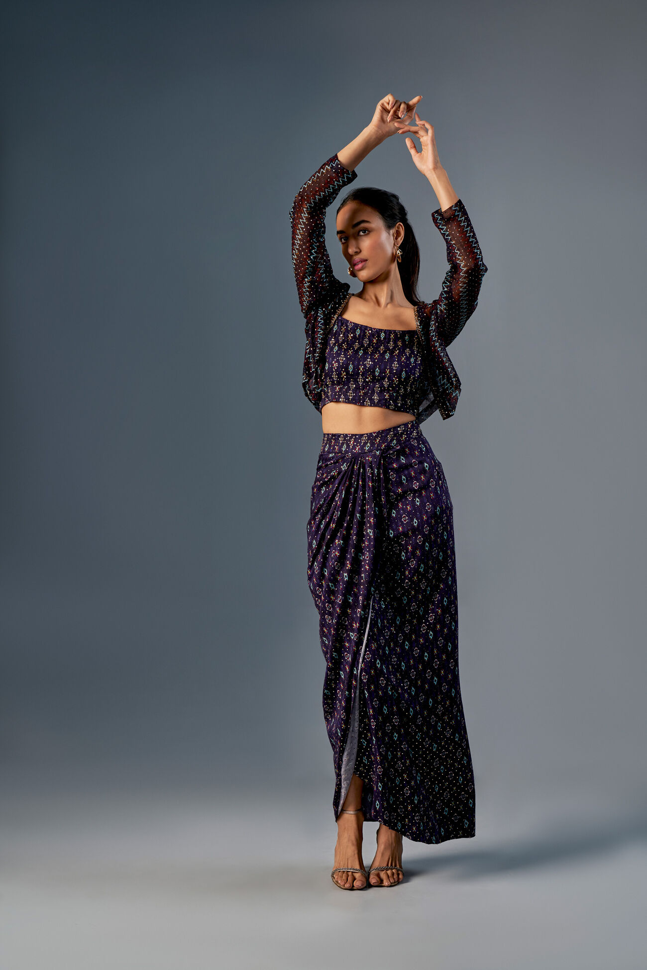The Saree Skirt Set, Purple, image 2