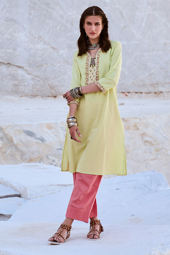 Mint Self Design Straight Kurta, Mint, image 1