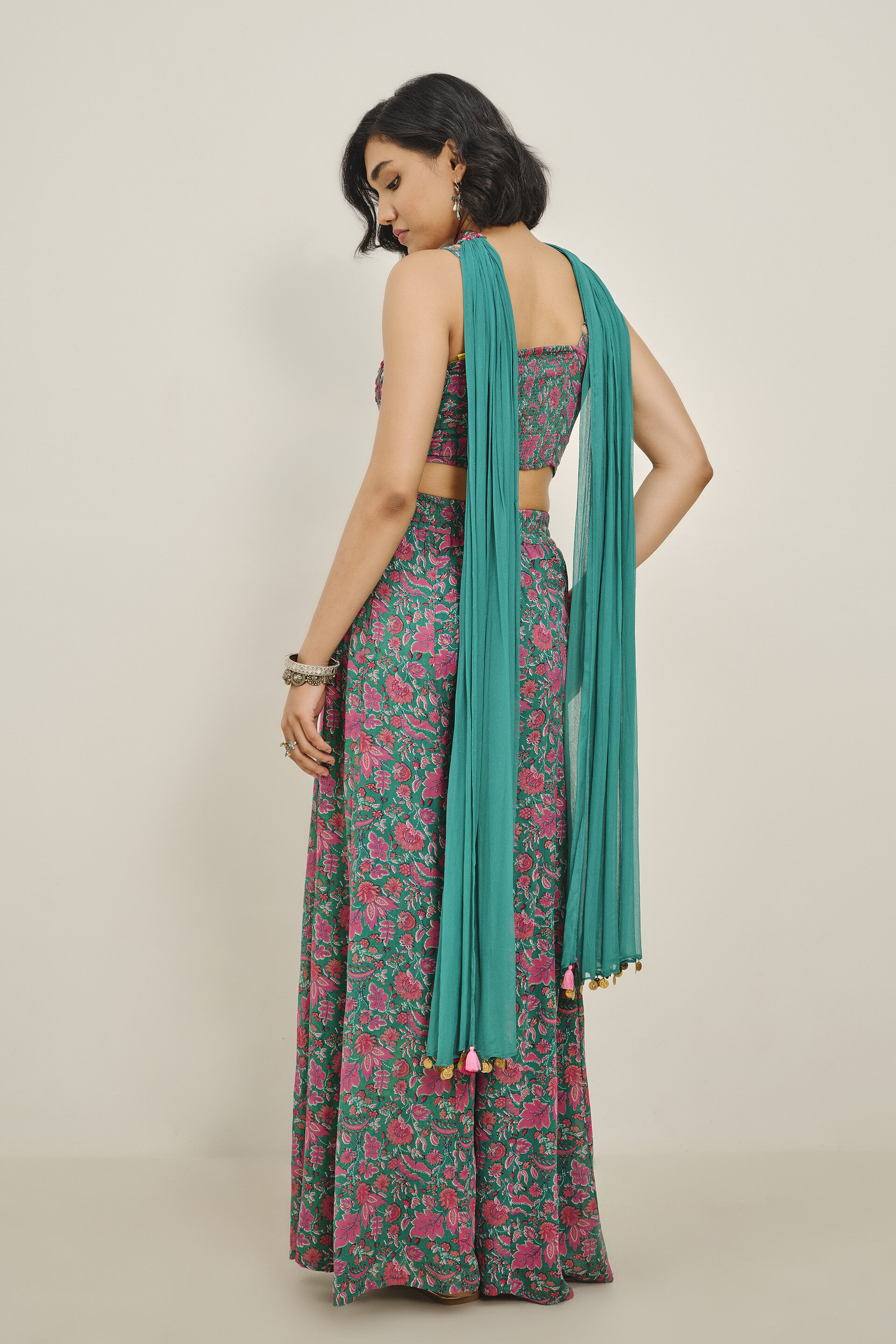 Teal Ishq Palazzo Set, Teal, image 4