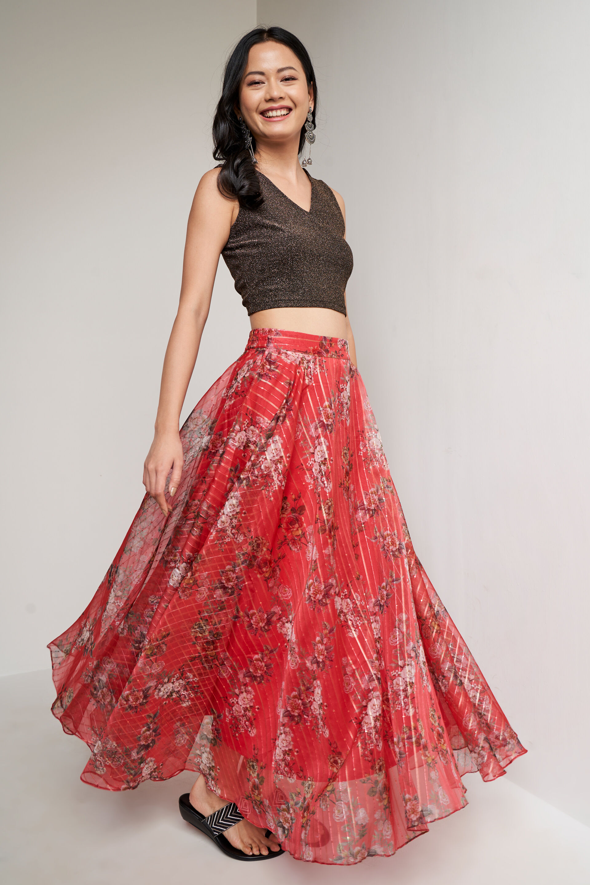 Black Jacquard Straight Top, Black, image 6